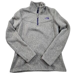 The North Face Sweater Womens Medium Gray Fleece 1/4 Zip Mock Neck Pullover